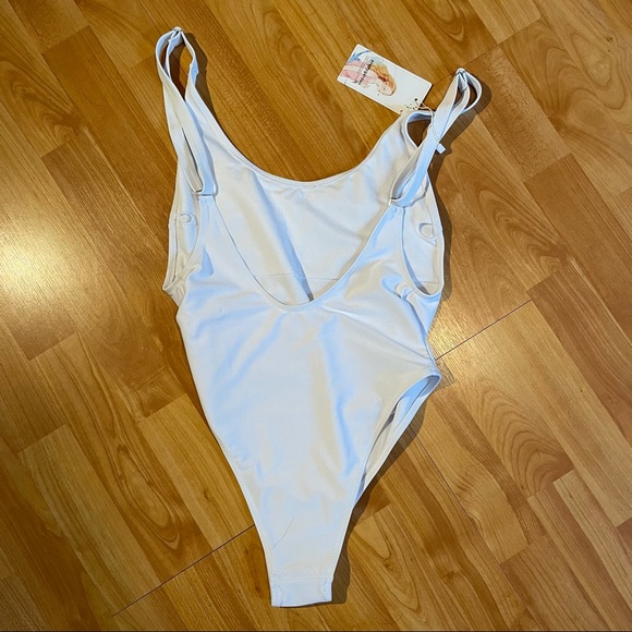 White one piece swimsuit with scoop back - Picture 2 of 2